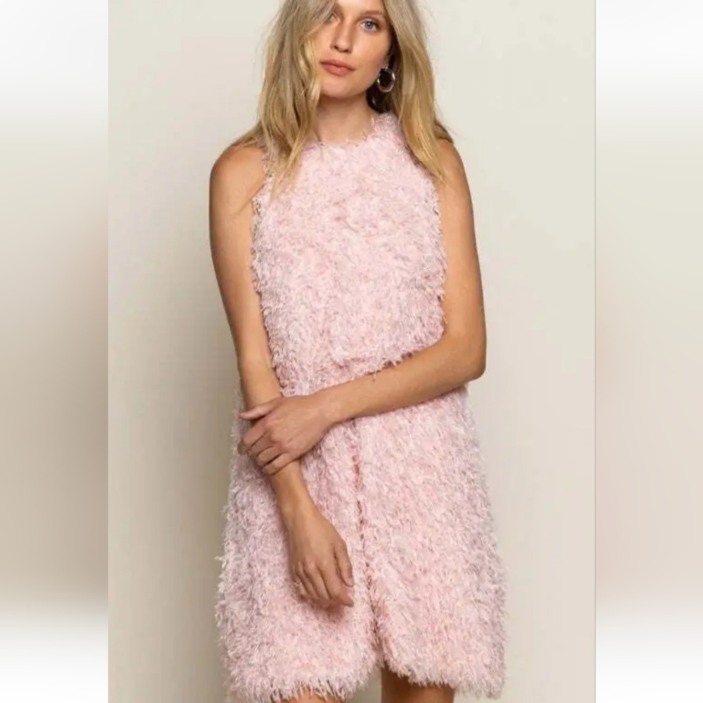 POL Shag 60’s Mod Pink Flamingo Feather Style Party A Line Dress NWT - Picture 12 of 15